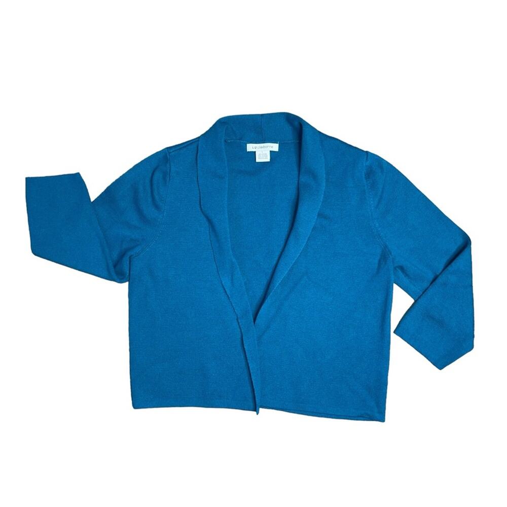 LIZ CLAIBORNE Teal Open Front Cardigan Sweater Women’s Size Large